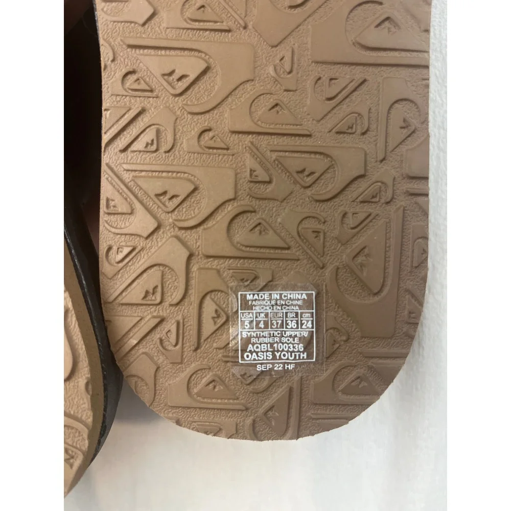 Quiksilver Oasis Youth Sandals Black Blue Hydrobound Flip Flops Size 5 Kids